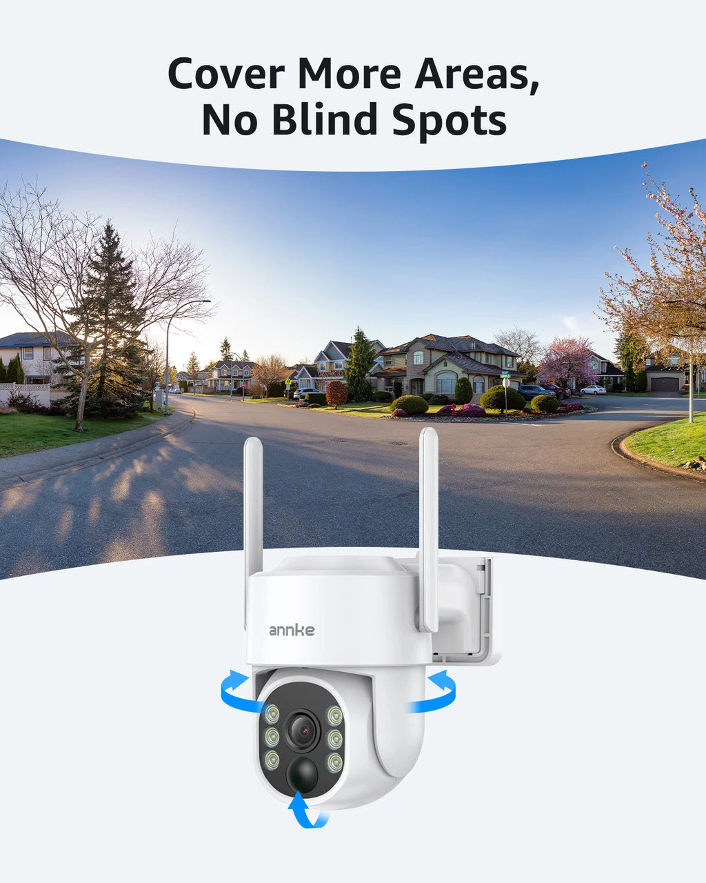 ANNKE 4MP Solar Wireless Security Camera Outdoor WiFi 6 Camera PIR Human Detection Full-Color Night Vision Pan/Tilt 270° Two-Way Talk IP65 Waterproof