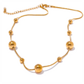 Yhpup High Quality Stainless Steel Round Beads Chain Statement Necklace for Women 18K PVD Plated Stylish Jewelry Rust Proof