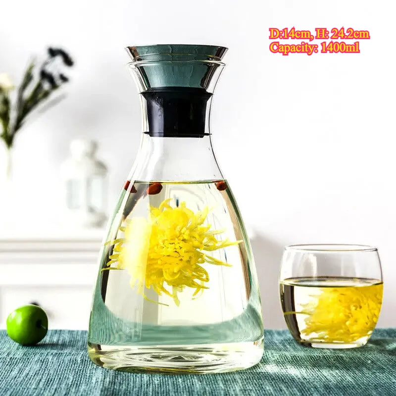 Heat Resistant Glass Cold Water Jug, Fruit Juice Pitcher, Coffee, Afternoon Tea, Flower Tea Pot, Large, Household Drinkware
