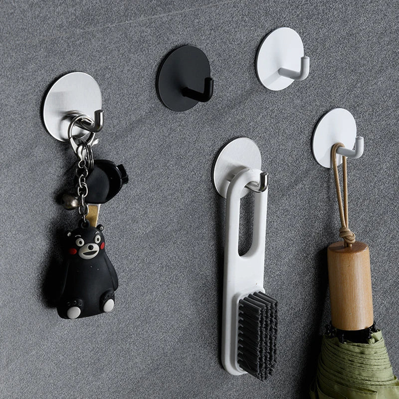 4pcs Stainless Steel Wall Hook Storage Hanger for Key Bag Clothes Waterproof Kitchen Bathroom Robe Towel Hook Organizer Accessor