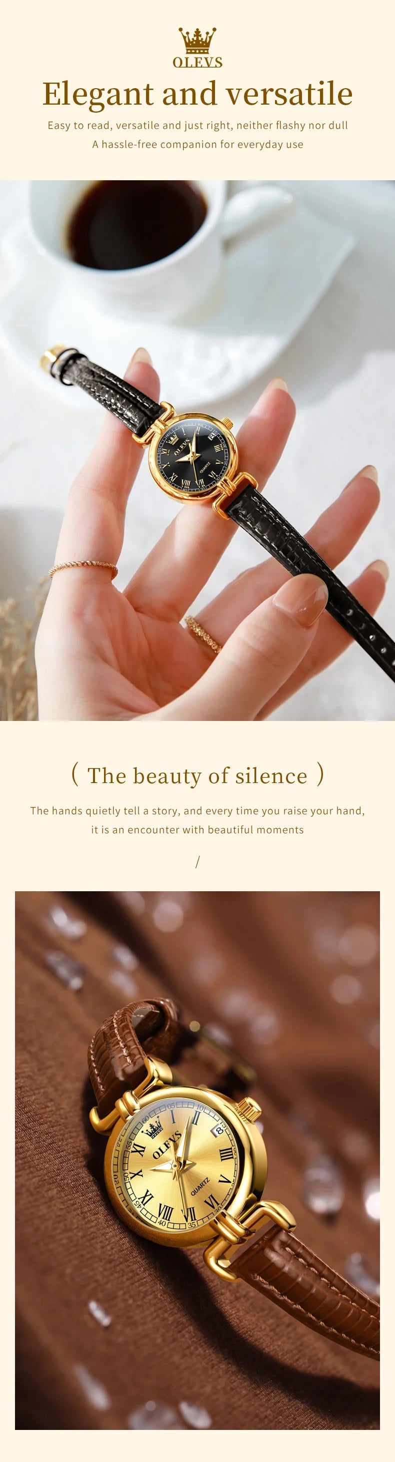 OLEVS 5645 New Women Watches Elegant Original Date Quartz Wristwatch Waterproof Luminous Watches For Woman Leather Strap Watch