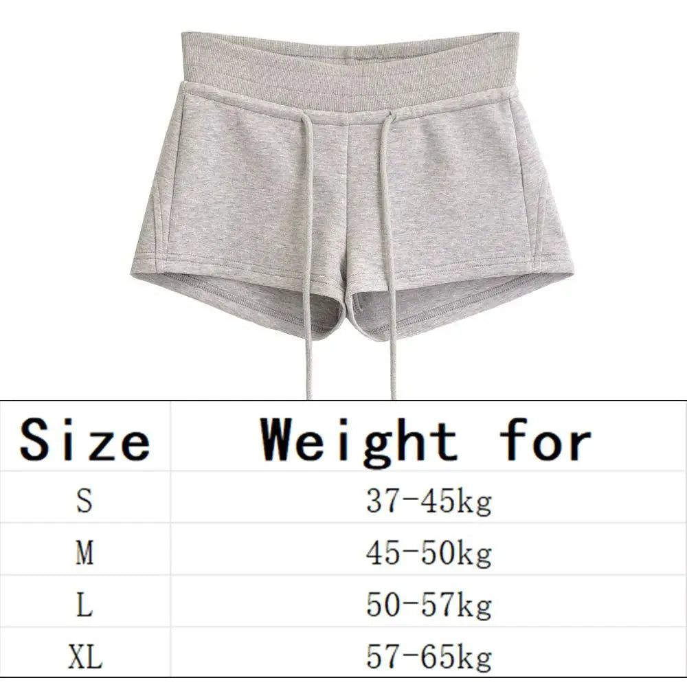 Fashion Drawstring Women Sports Shorts Slim Fitting Black/Grey Sweat Shorts Low-rise Casual Pants Women