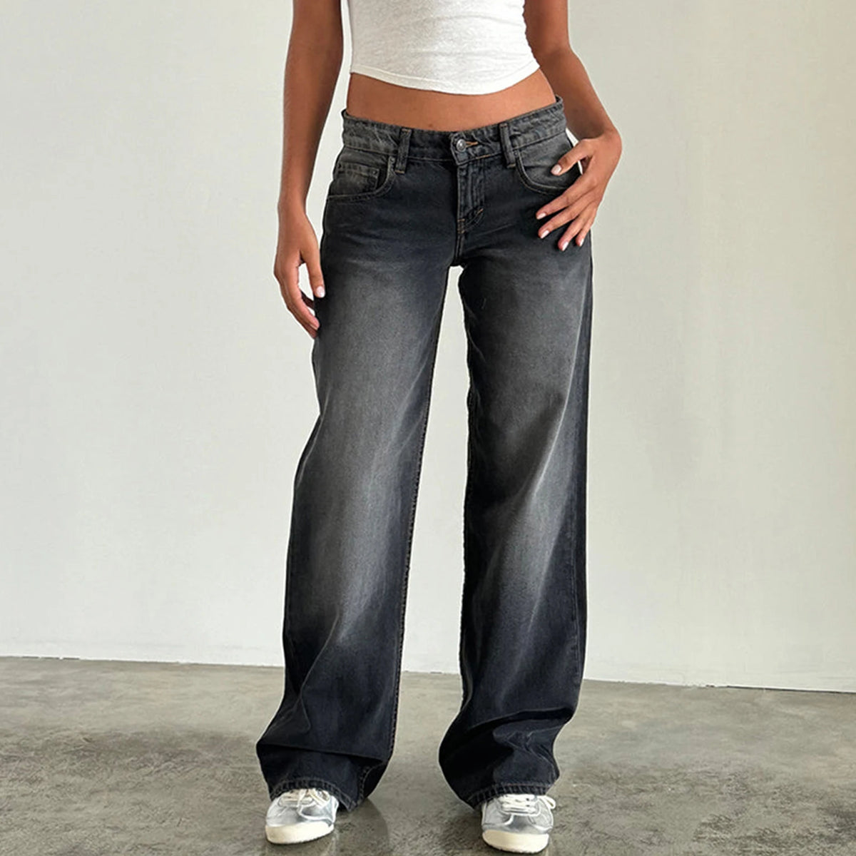 Women Wide Leg Jeans Casual High Waist Baggy Boyfriend Denim Pants Y2K Straight Streetwear Jeans Mom Jeans Trousers