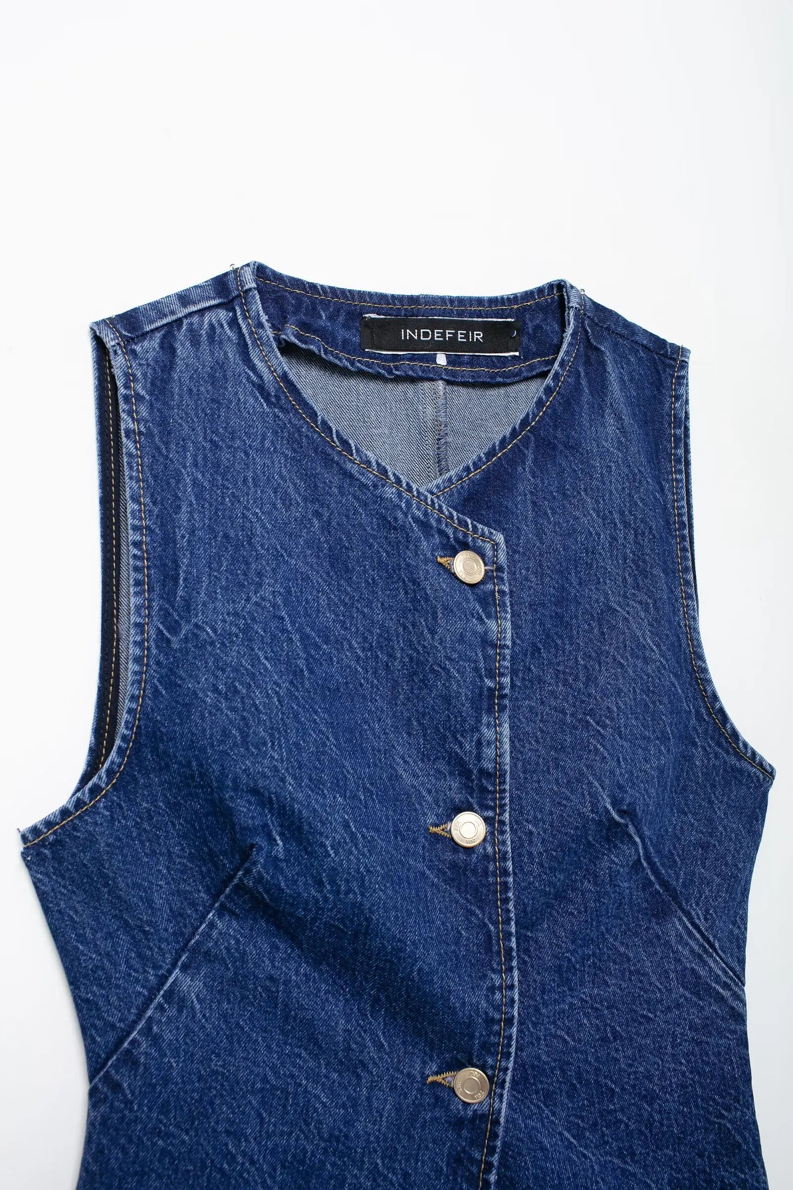 HH 2025 Summer Women Fashion Denim Trousers Set Solid Cropped Vest Top + Chain Lace Up Versatile Female Wide Leg Long Pant