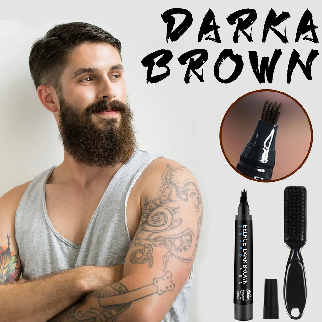 Waterproof Beard Pen Filler Men Moustache Coloring Pen Beard Coloring Filling Enhancer Black Fiber Hair Beard Stuffing Pen Tool