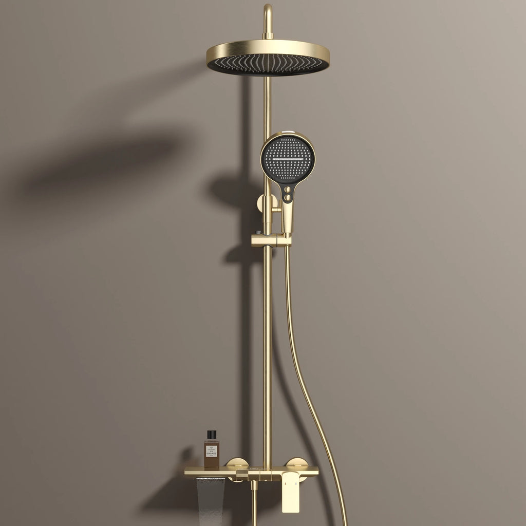 Hot Cold Piano Bathroom Shower System Set Brushed Rose Gold Waterfall Bathroom Faucet Rainfall Piano Bathroom Shower Set