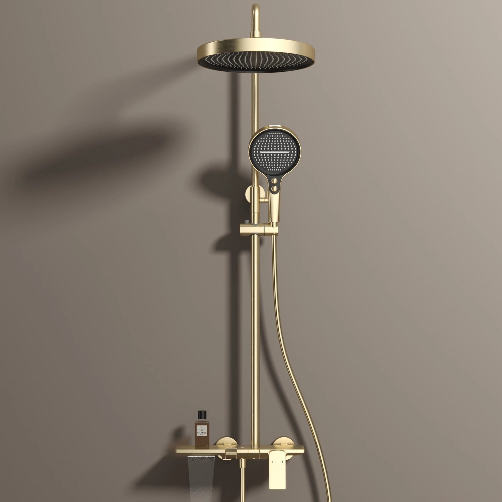 Hot Cold Piano Bathroom Shower System Set Brushed Rose Gold Waterfall Bathroom Faucet Rainfall Piano Bathroom Shower Set