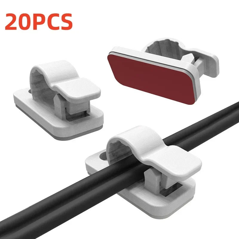 10/50PCS Cable Organizer Clips Cable Management Wire Manager Cord Holder USB Charging Data Line Bobbin Winder Wall Mounted Hook
