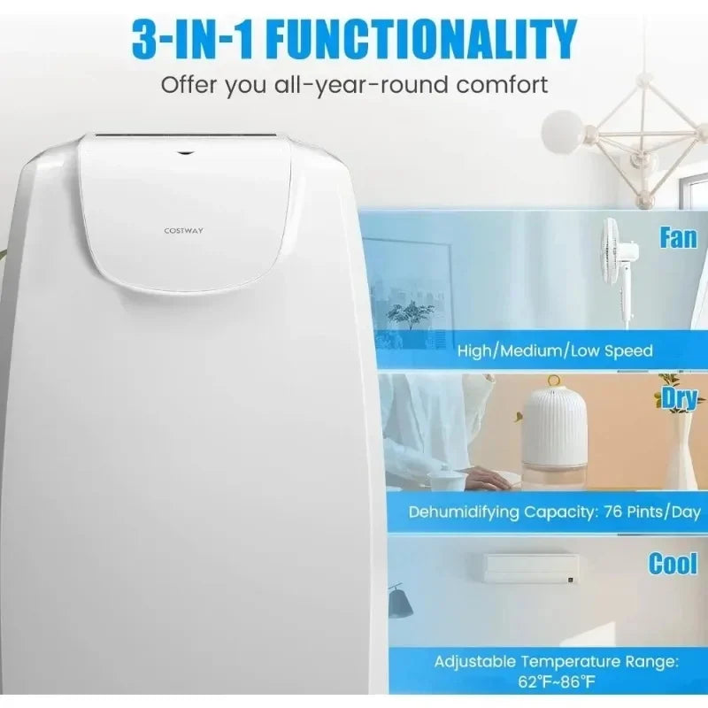 2026=Portable Air Conditioner, With Dual Hose, Remote Control. With Dehumidifier, Fan, Sleep Mode, Window Installation Kit