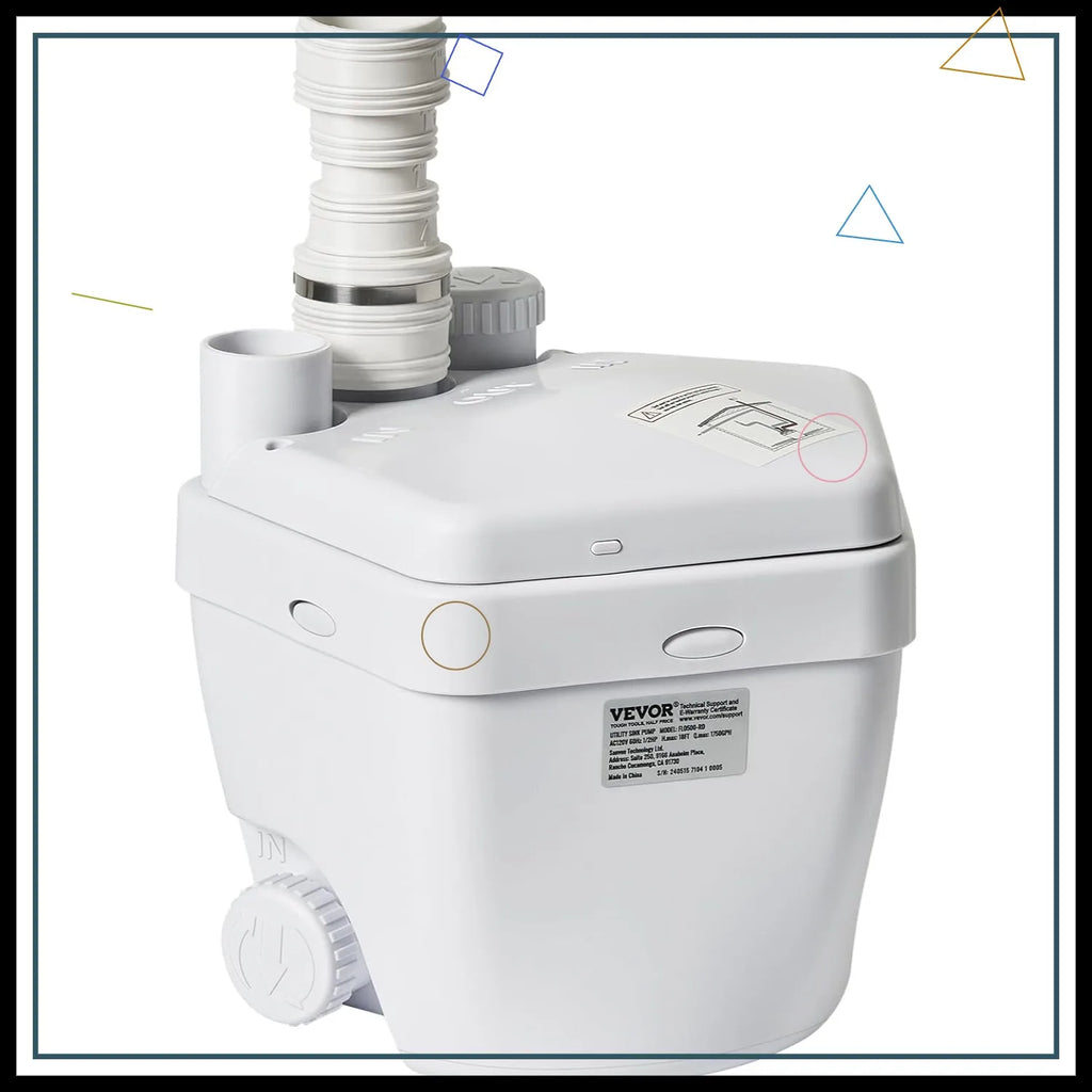 1/3 HP 120V 1750 GPH Sump Pump System, 18 ft Head, Under-Sink Drain Pump for Laundry/Basement, White