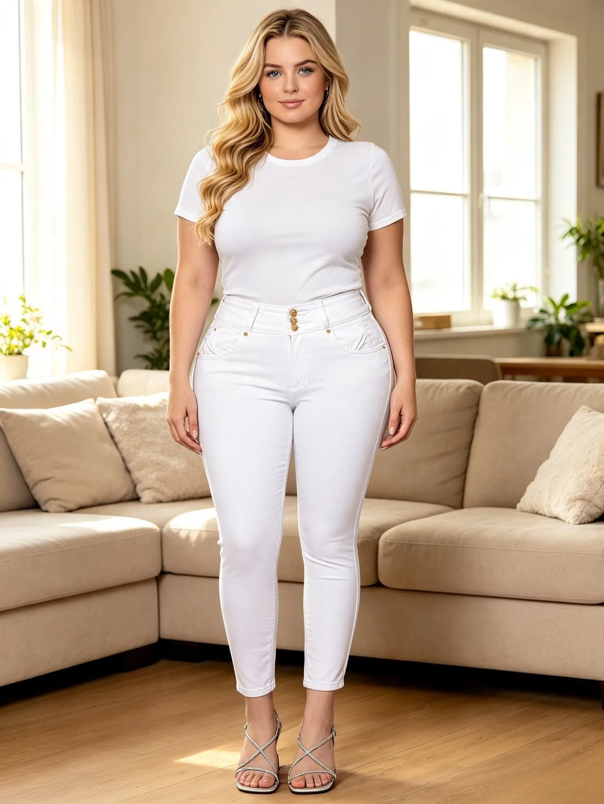 HME】Jeans | Women High Waist Skinny Jeans 4-Button Tummy Control Denim Pants Hip-Lifting Stretch Slim Fit Y2K Streetwear