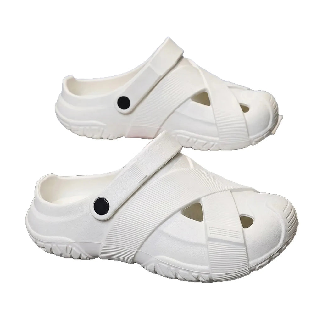 Men's Summer Closed-Toe Slides Soft & Bouncy Indoor Outdoor Two-Way Beach Shoes Versatile Casual Hiking & Outdoor Clogs