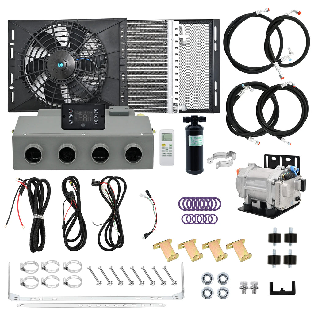 Universal 406‑4 Holes 12V/24V 3400Kcal Electric Auto A/C Compressor Evaporator Assembly  Air Conditioning System for Car Truck