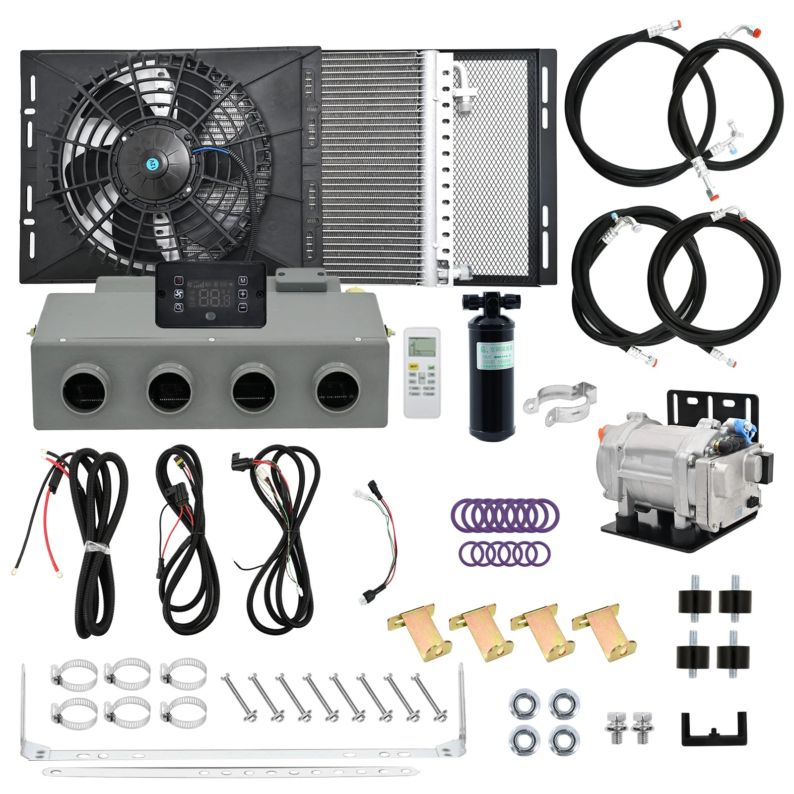 Universal 406‑4 Holes 12V/24V 3400Kcal Electric Auto A/C Compressor Evaporator Assembly  Air Conditioning System for Car Truck