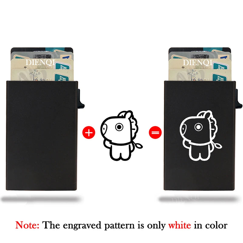 Engraved Rfid Credit Card Holder Smart Wallet Customized Slim Metal Pop Up Personalized Bank Cardholder Wallets for Men Women