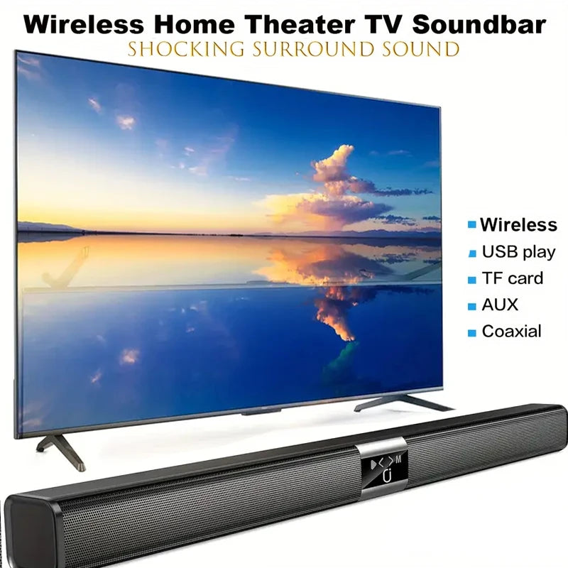 Soundbar, Cinema Soundbar, Hifi Wireless Bluetooth Speaker, Home Theater, Tv, Computer, Echo Wall, Wall-Mounted Stereo Surround Sound, Fm Radio, Remote Control, Speaker Stand