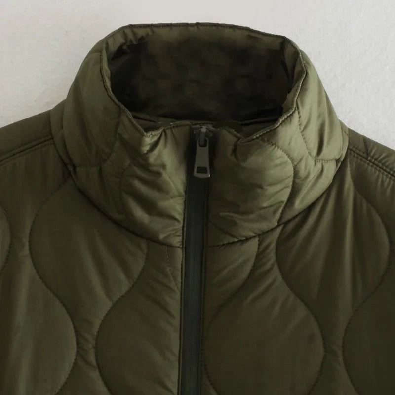 Women’s Autumn Thin Bat Sleeve Cotton Padded Jacket Easy On Off Fashion Warm Lightweight Comfortable Style