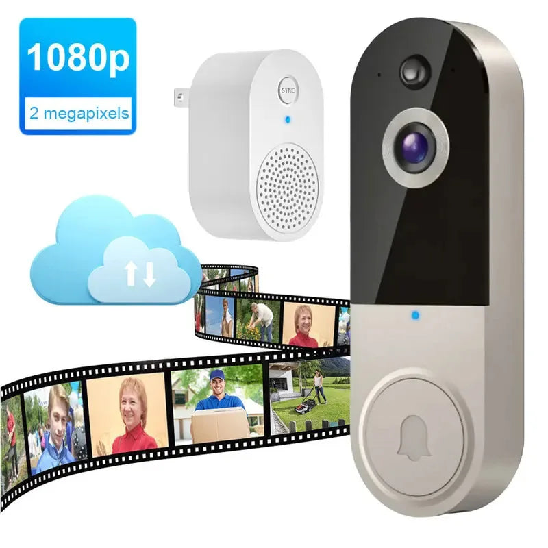 1080P Video Doorbell Camera 2-Ways Audio Wireless Doorbell WiFi Smart Door Bell Night Vision Intercom Doorbell Home Door Bells