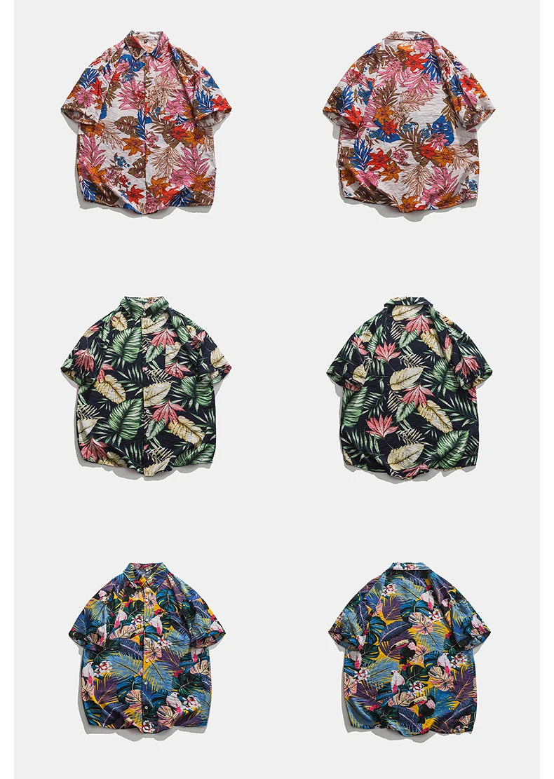 Legible Summer Casual Short Sleeve Shirts Men Floral Shirts Male Flower Loose Hawaiian Shirts Man