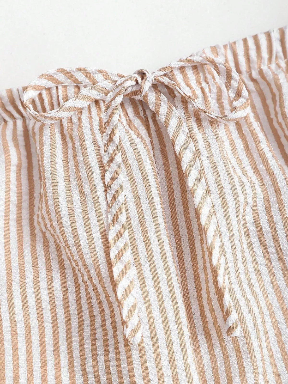 New Summer Striped Trousers Set Casual Everyday Comfortable Holiday Style Sleeveless Lace-up Wide-leg Trousers Two-piece Sets