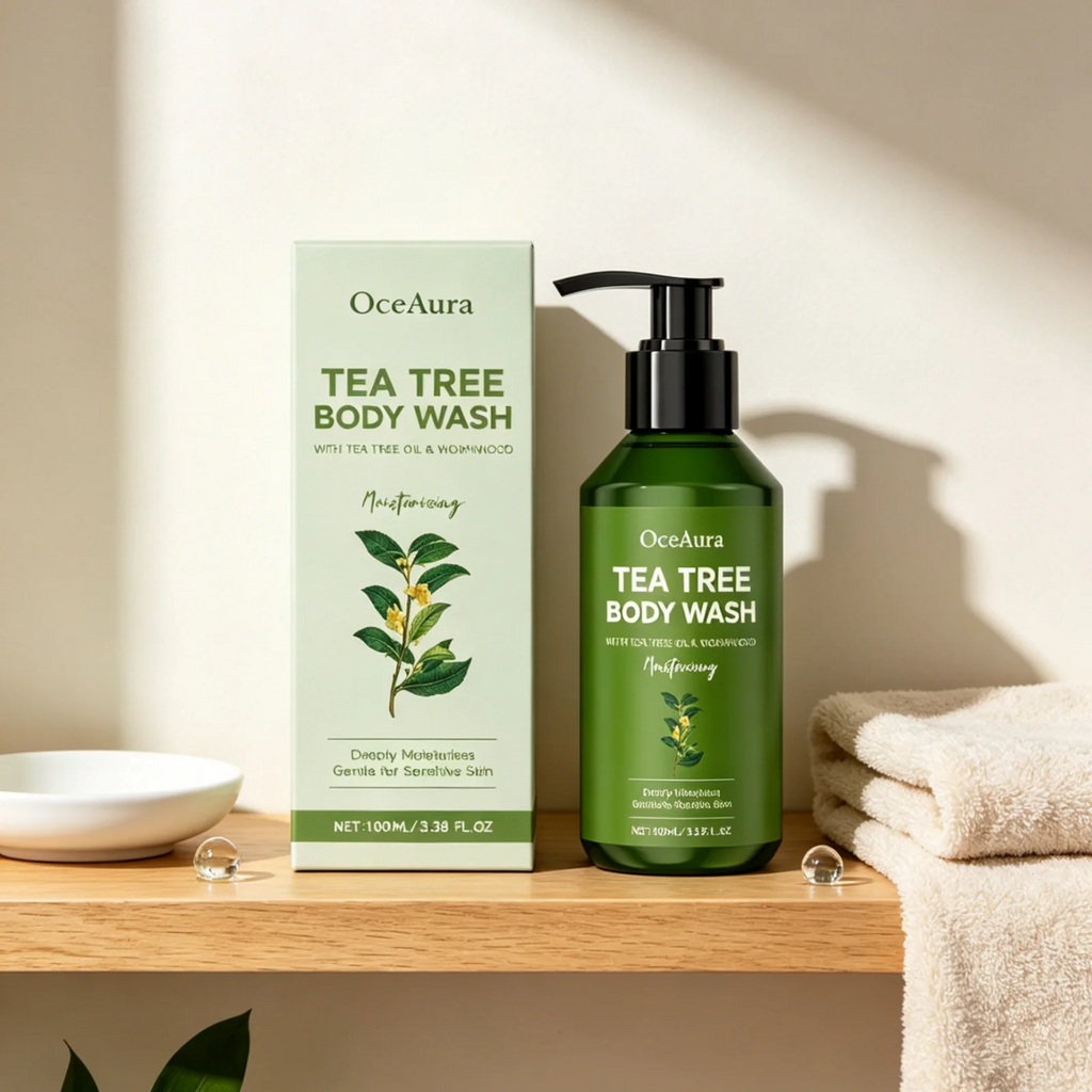 OceAura Tea Tree Body Wash Deep Cleaning Refreshing Skin Moisturizing Soft Skin Friendly Long Lasting Fragrance Shower Gel 100ml