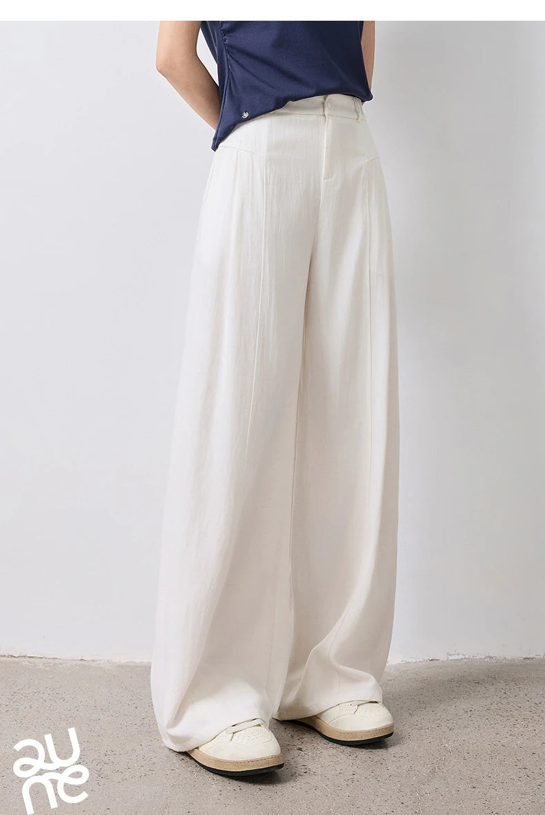 TOYOUTH Women Wide Leg Pants Summer 2026 Textured 3D Pleated Design Hip Covering Loose Breathable Comfortable Casual Daily Style