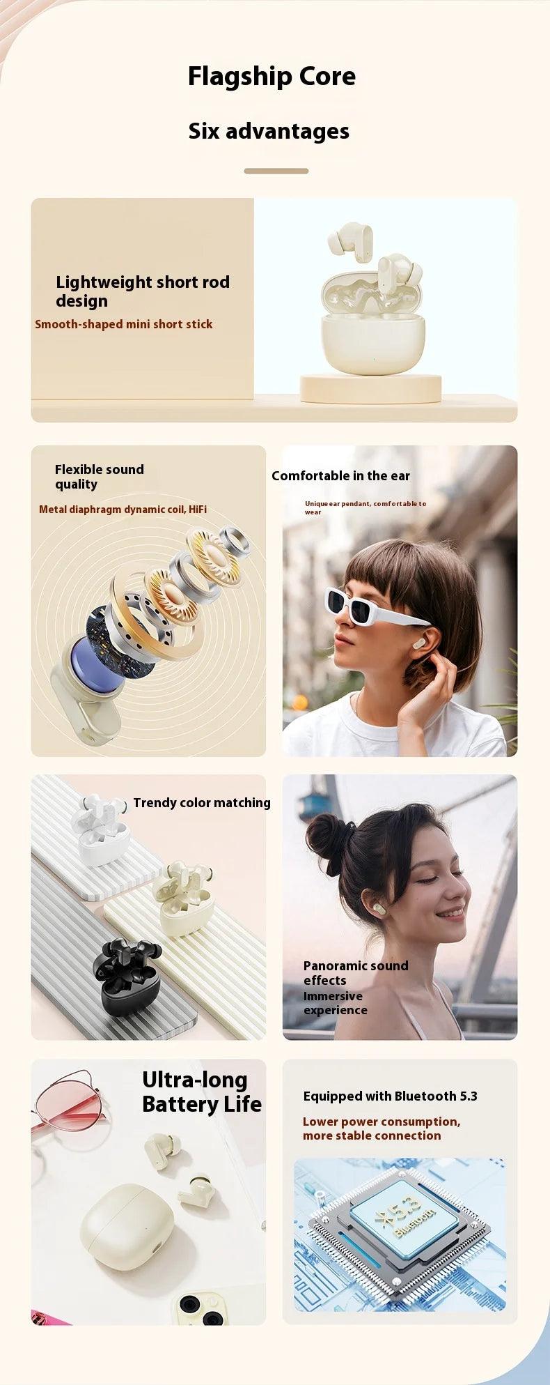 TWS In-Ear Earbuds Bluetooth 5.3 Lightweight Enhanced Sound Comfort Fit IPX5 Waterproof for Sports Daily Use Portable