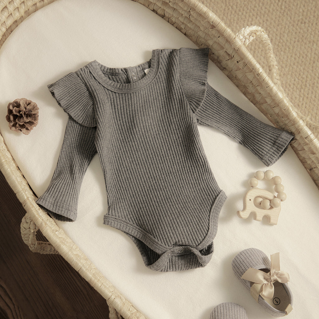 ma&baby 0-24M Spring Fall Newborn Baby Girls Romper Infant Knit Ruffle Jumpsuit Soft Long Sleeve Solid Color  Clothing