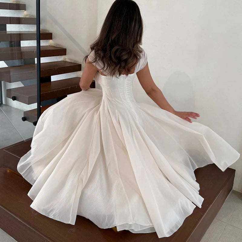 Women Fashion Backless High Waisted Ball Dress Elegant Christmas Party Long Dresses 2025 Sexy Square Neck Sleeveless Mesh Dress