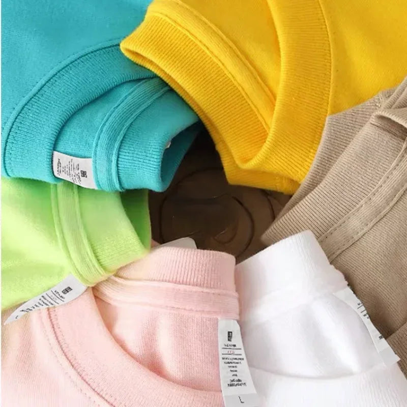 Summer 100% Cotton Women's T-shirt Bottoming Basic Fashionable Lady Short Sleeve Loose Tops Shirts Solid 200g/㎡ Tops