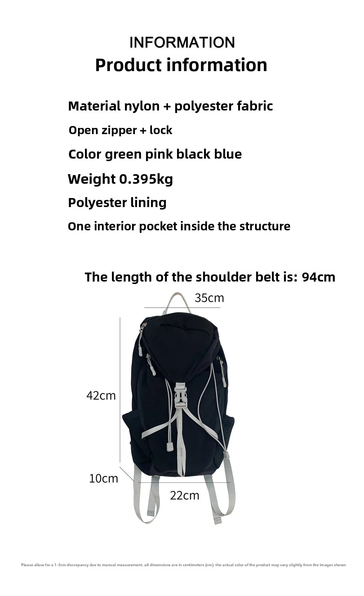 Women Outdoor Sports Backpack With Large Capacity Lightweight Nylon Backpack Suitable Casual Versatile Camping Travel Bag Unisex