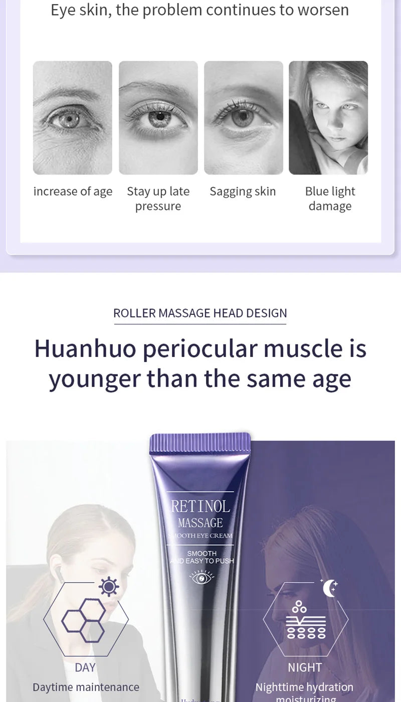 Ocheal Rolling Ball Eye Cream, Rolling Ball Massage Eye Cream, Moisturizing and Nourishing Eye Essence, Reduces Eye Wrinkles and Bags, Suitable for Both Men and Women, a Must-Have for Autumn and Winter.