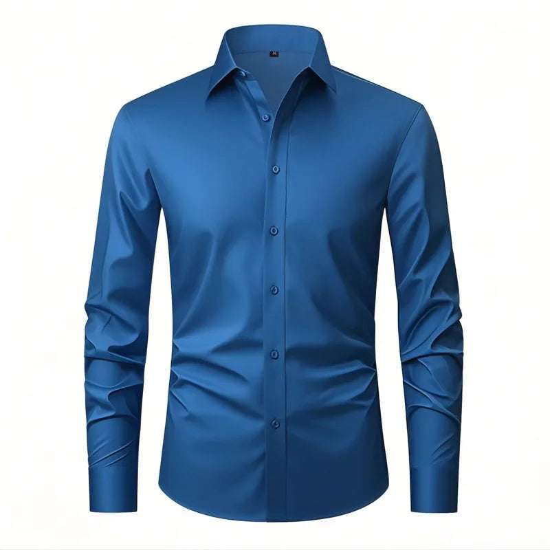 Men's Four-sided Elastic Solid Color Non-iron Shirt Anti-wrinkle Business Shirt