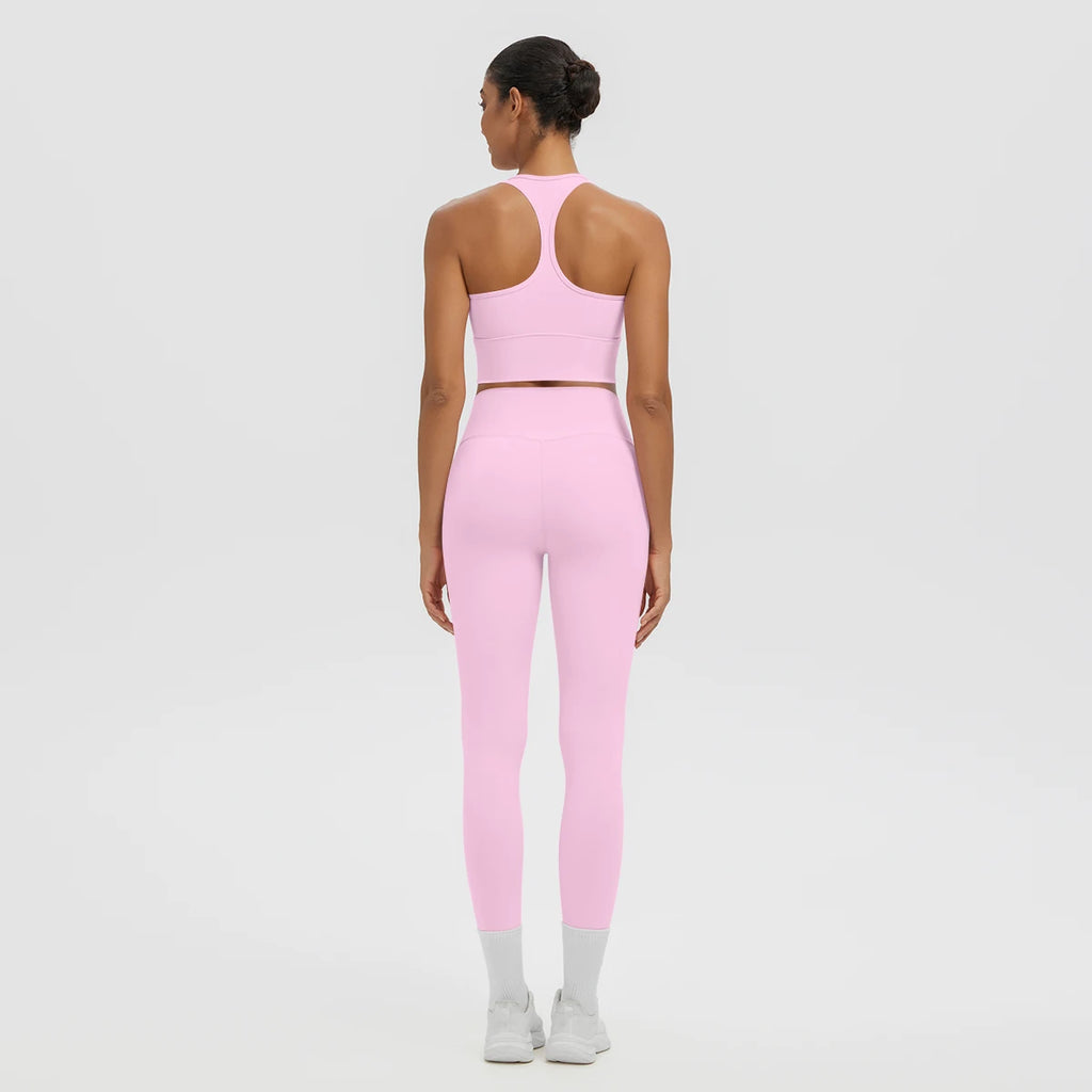 2PCS/set Gym Sports Yoga Suit for Women's Solid Color High Stretch Quick Drying Legging Yoga Pants Gather I-shaped Vest Yoga Set