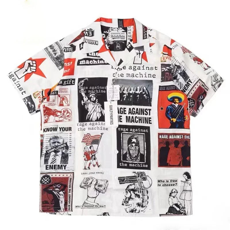 Classics 2025 WACKO MARIA Shirt Photo Print Vintage Men's And Women's Loose Hawaiian WACKO MARIA Short Sleeve Shirt T-Shirts