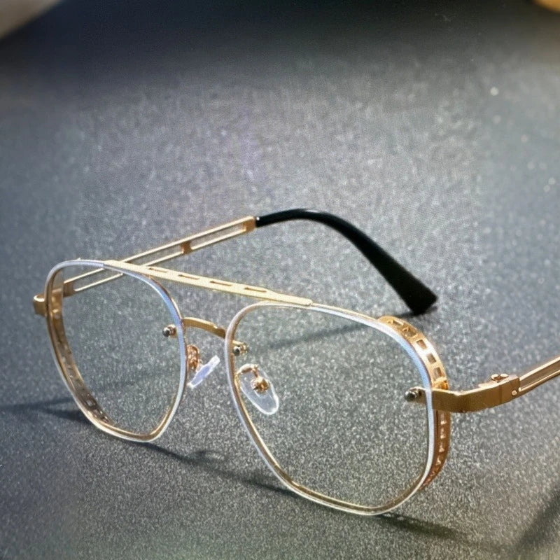 Luxury Brand Double-bridge Sunglasses Fashionable Large Frame with Side Cutouts Eyeglasses Outdoor UV400 Classic Driving Shades