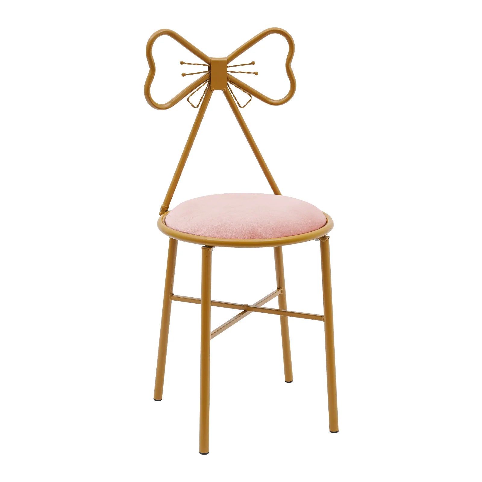 Butterfly Bow Tie Vanity Chair Modern Vanity Stool Velvet Cushion Makeup Chair Metal Frame Butterfly Backrest Chair Dining Chair