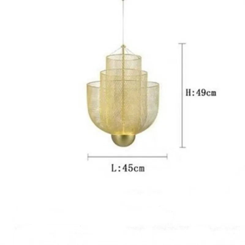 Modern Ceiling Chandeliers Dimmable LED Pendant Light Modern Design Metal Grid Meshmatics Dining Hanging Lamp Suspension Fixture