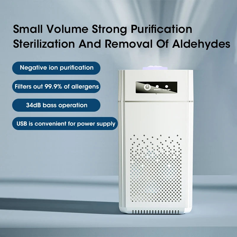 Smart Intelligent Desktop Air Purifier H12 HEPA Filter Negative Ions Generator Air Purification