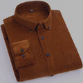 Cotton Corduroy Shirt Long Sleeve Winter Regular Fit Mens Casual Shirt Warm S~6xl Solid Men's Shirts with Pokets Autumn Quality