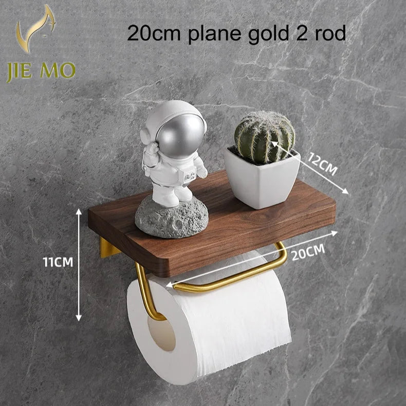 Paper Towel Rack Black Walnut Toilet Roll Rack Creative Solid Wood Paper Towel Hook Bathroom Rack