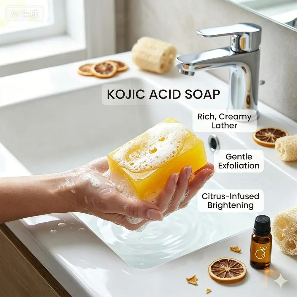 Pure Kojic Acid & Turmeric Soap Bar 100g,Skin Brightening Bar for Face & Body, Helps Improve Uneven Skin Tone, Dark Spots & Acne