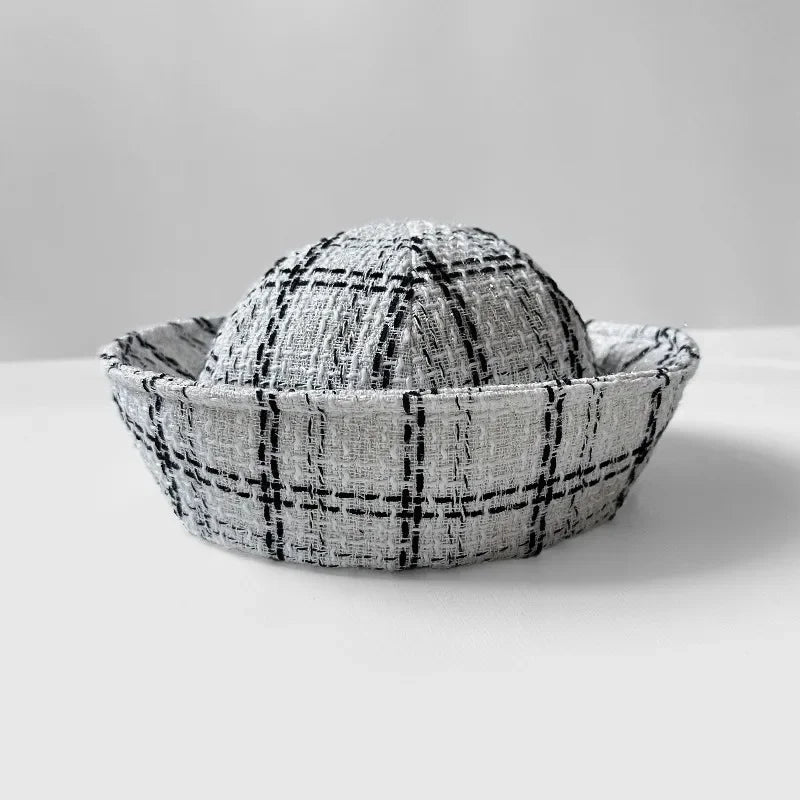 Fall Elegant Tweed Berets for Women Sailor Hat Japanese Versatile Naval Winter Fashion Party Warm Cute Jk Y2K Bucket Hat
