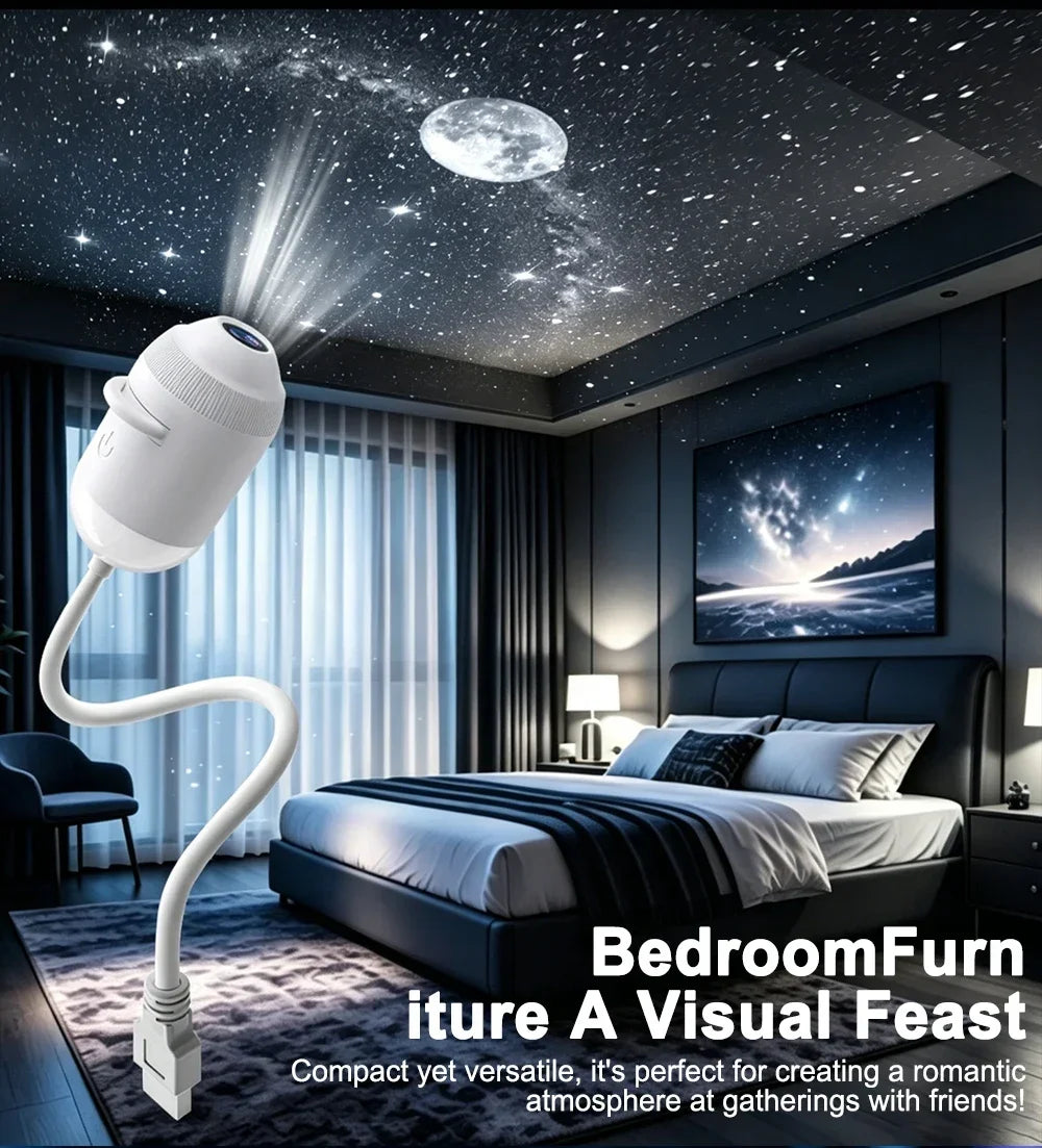 USB Car Interior Roof Star Galaxy Projection Ambient Lighting 360° Adjustable Starry Sky Ambient Projector Light Touch Control
