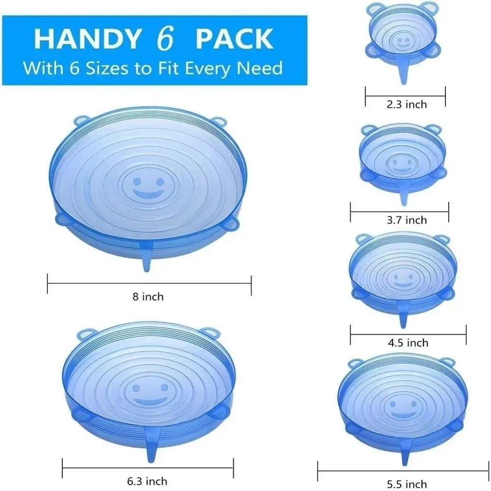 6PCS Useful Reusable Fresh-keeping Cover Non-slip Kitchen Gadgets Bowl Cap Stretch Microwave Lid
