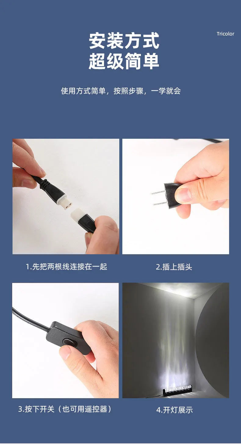 3D Dynamic Water Ripple Light Wall Washing Atmosphere Water Pattern Light Living Room Commercial KTV Background Decoration