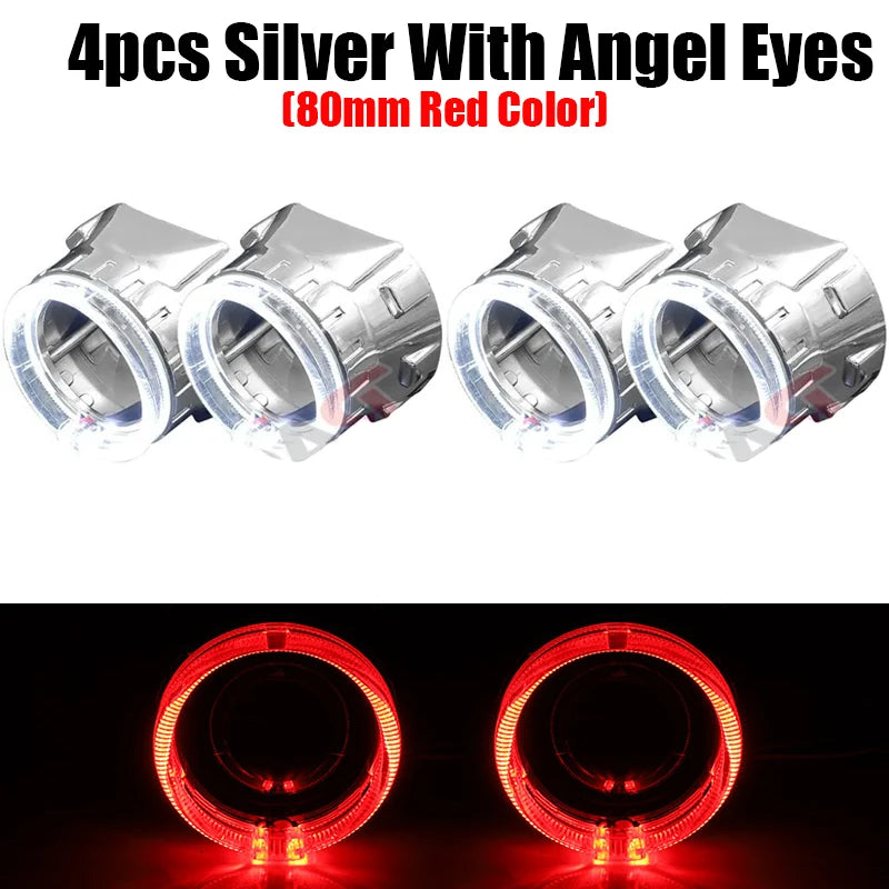 2.5 inch 80mm LED Angel Eyes Projector Shrouds WST Bi-xenon Bi-led Headlight Lenses Cover Mask Car Light Retrofit Accessories
