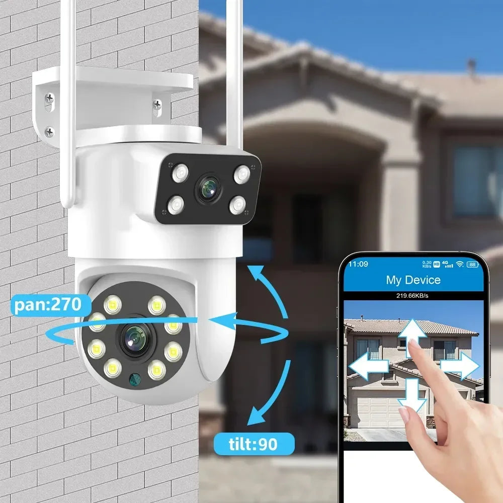 4K 8MP  Tuya Dual Lens PTZ WIFI Camera Full HD Dual Screen Ai Human Auto Tracking Outdoor 4MP Security Video Surveillance Camera
