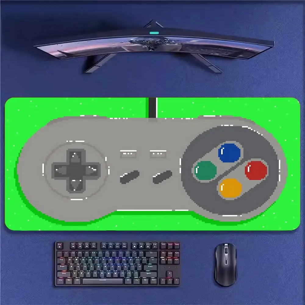 Super Retro Game Controller Mouse Pad Tapetes de Mesa Teclado, Borracha Kawai, Tapete de Mesa Antiderrapante, XXL90x40cm
