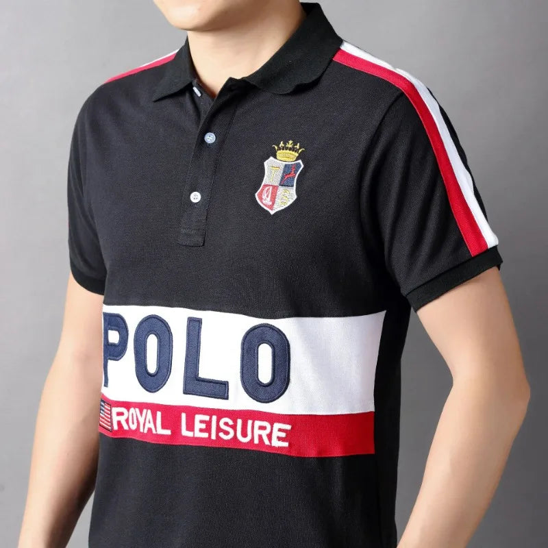 Plus Size 7XL 100% Cotton Summer Men's Polo Shirts Luxury Short Sleeve Contrast Color Letter Embroidery Simple Casual Male Tees